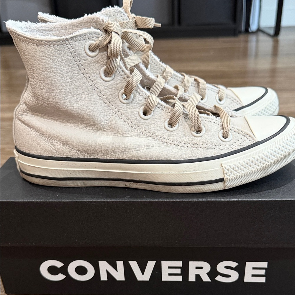 Converse High-Top Sneakers in Light Beige